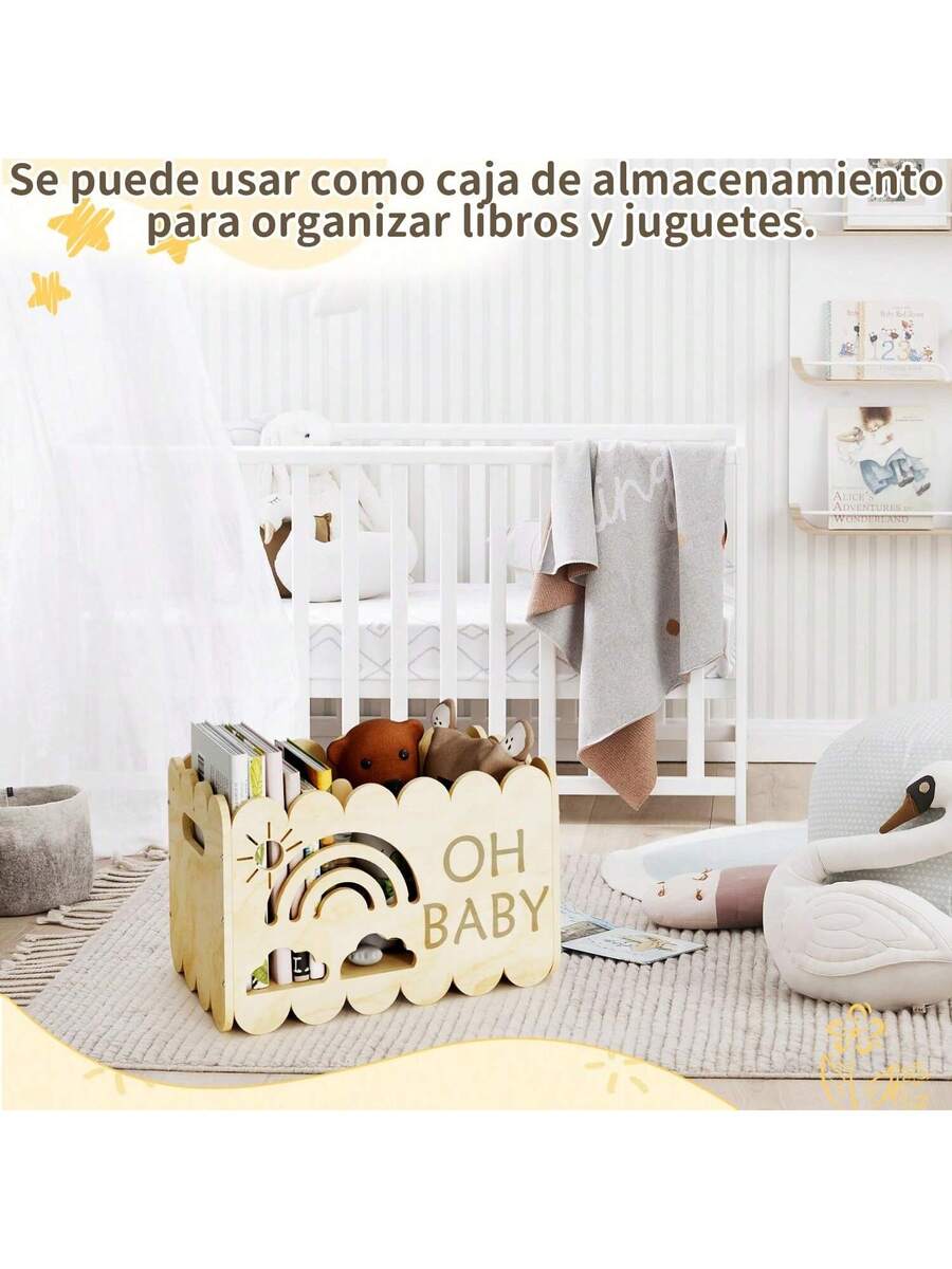 Houten babyshowercadeaus, kratkast, stevige doe-het-zelf baby-opbergkist, mand voor nieuwe ouders, babyshowerdecoraties, krat met handvat, babybenodigdheden, kinderkamerdecoratie, speelgoedopslag